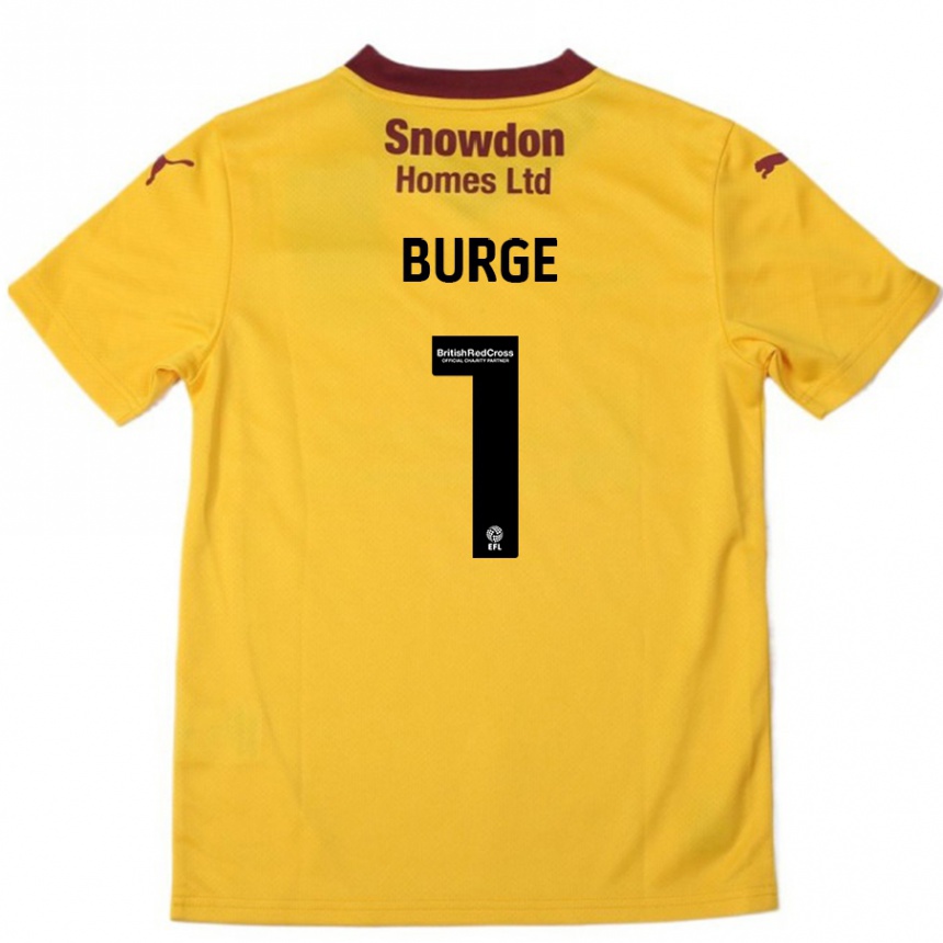 Men Football Lee Burge #1 Orange  Burgundy Away Jersey 2024/25 T-Shirt Nz