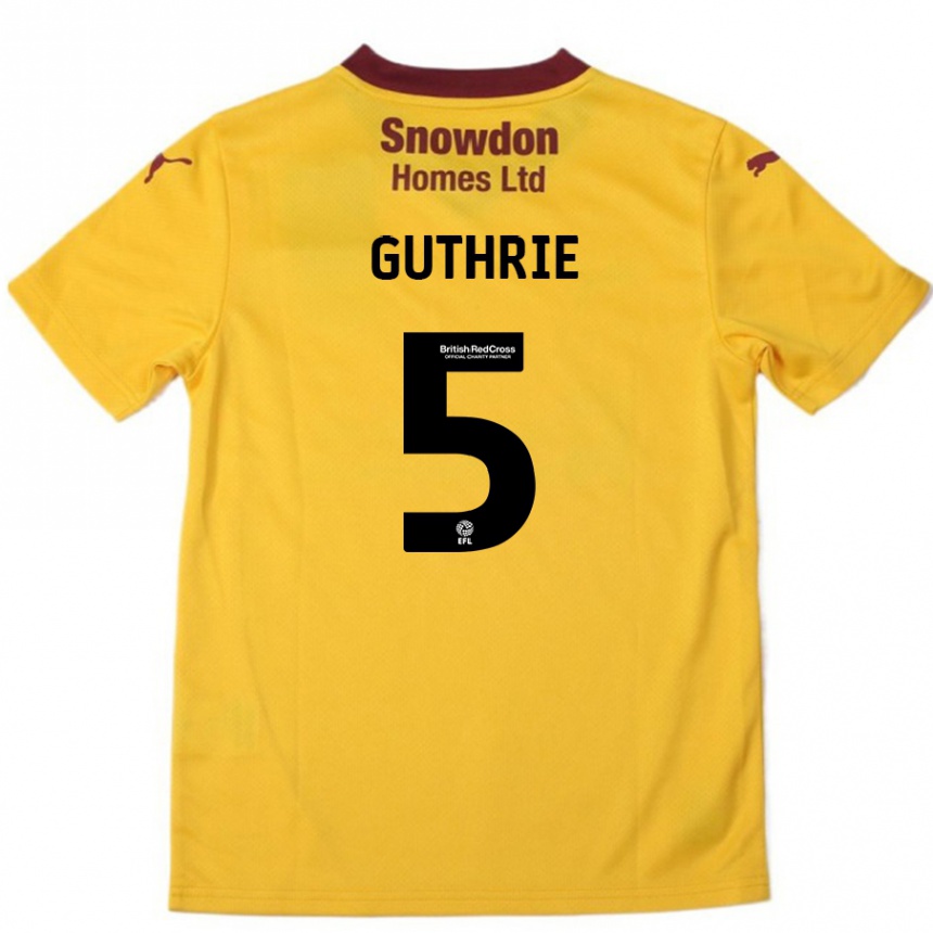 Men Football Jon Guthrie #5 Orange  Burgundy Away Jersey 2024/25 T-Shirt Nz