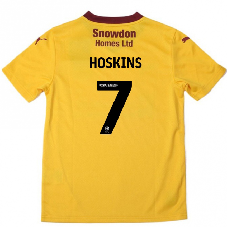 Men Football Sam Hoskins #7 Orange  Burgundy Away Jersey 2024/25 T-Shirt Nz