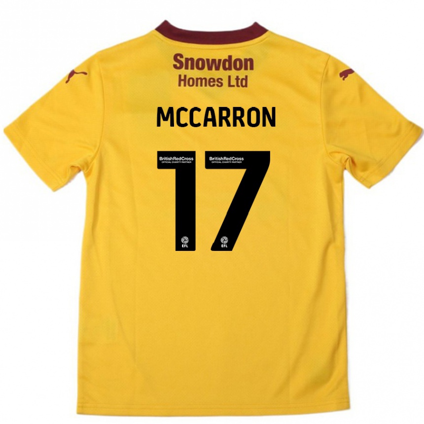 Men Football Liam Mccarron #17 Orange  Burgundy Away Jersey 2024/25 T-Shirt Nz