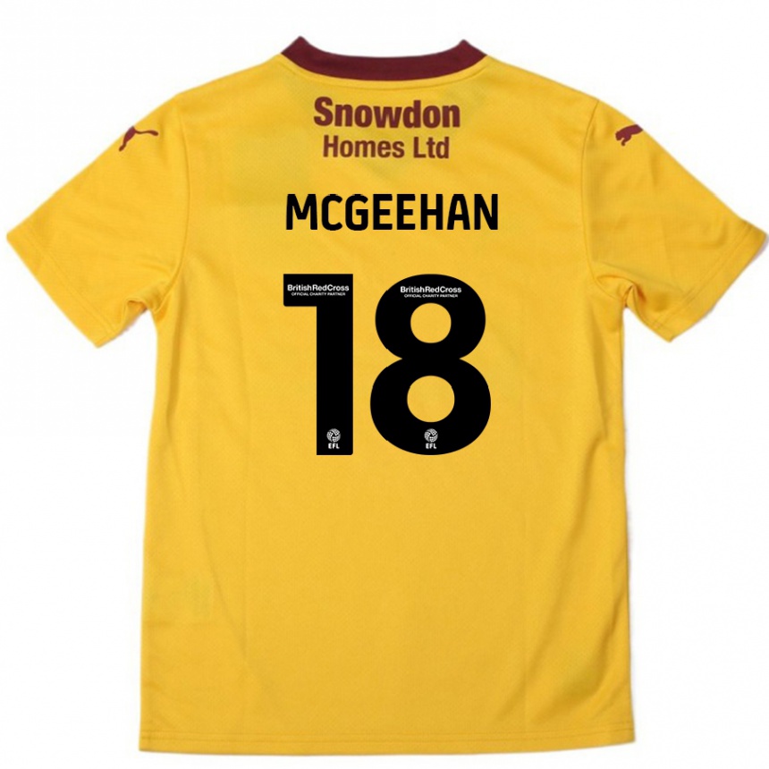 Men Football Cameron Mcgeehan #18 Orange  Burgundy Away Jersey 2024/25 T-Shirt Nz