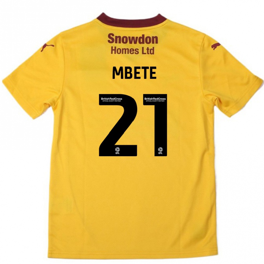 Men Football Luke Mbete #21 Orange  Burgundy Away Jersey 2024/25 T-Shirt Nz