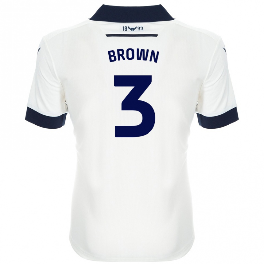 Men Football Ciaron Brown #3 White Navy Blue Away Jersey 2024/25 T-Shirt Nz