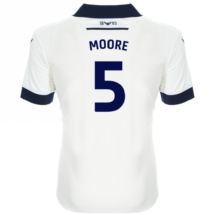 Men Football Elliott Moore #5 White Navy Blue Away Jersey 2024/25 T-Shirt Nz