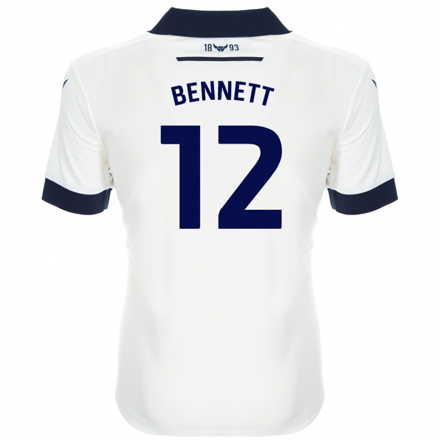 Men Football Joe Bennett #12 White Navy Blue Away Jersey 2024/25 T-Shirt Nz