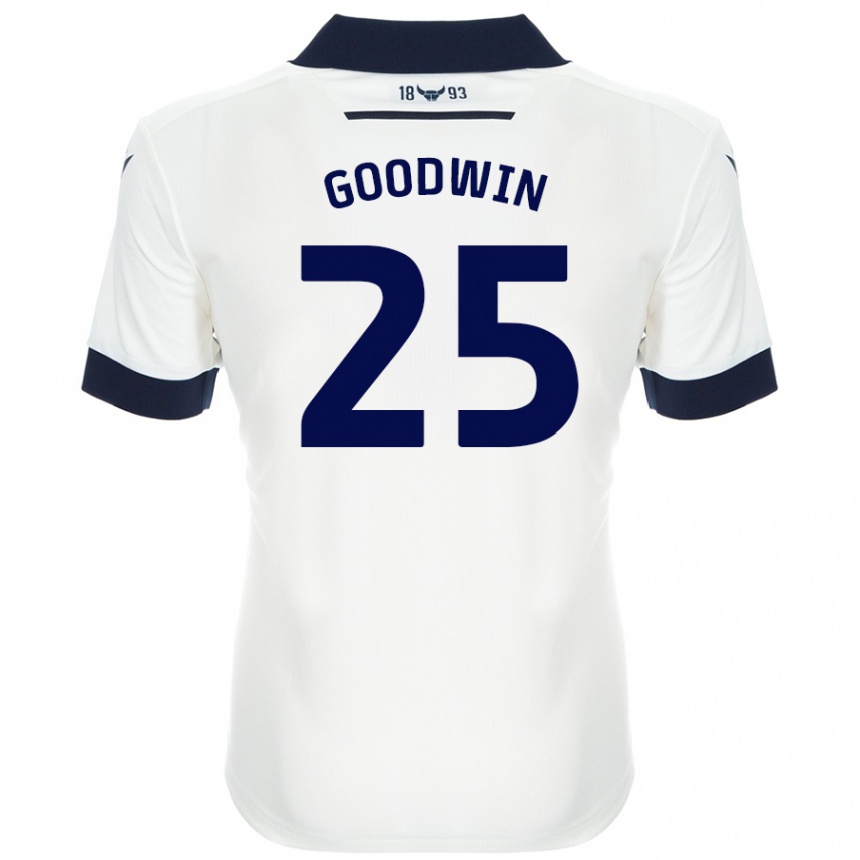 Men Football Will Goodwin #25 White Navy Blue Away Jersey 2024/25 T-Shirt Nz