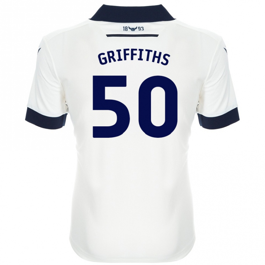 Men Football Louis Griffiths #50 White Navy Blue Away Jersey 2024/25 T-Shirt Nz