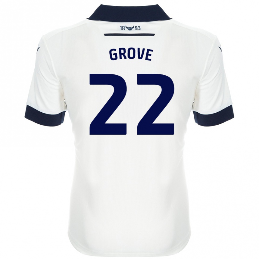 Men Football Jade Grove #22 White Navy Blue Away Jersey 2024/25 T-Shirt Nz