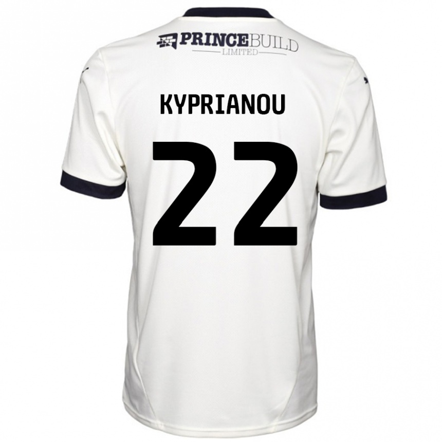 Men Football Hector Kyprianou #22 Off White Black Away Jersey 2024/25 T-Shirt Nz