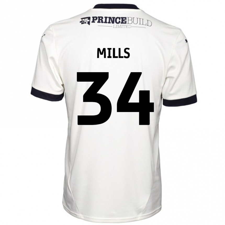 Men Football Harley Mills #34 Off White Black Away Jersey 2024/25 T-Shirt Nz