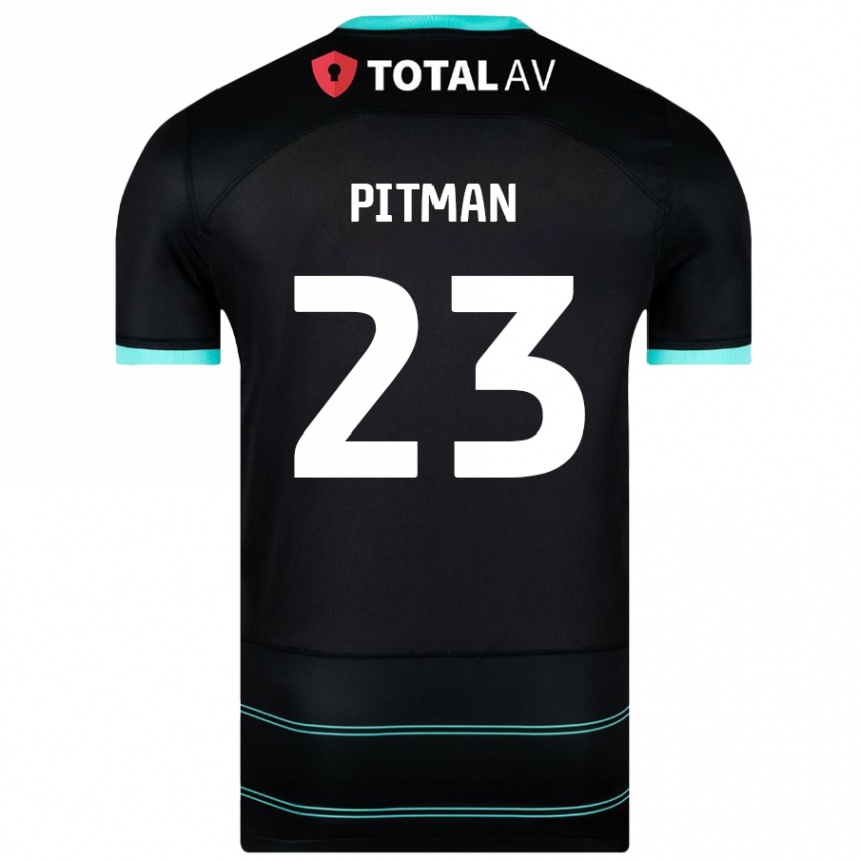 Men Football Emily Pitman #23 Black Away Jersey 2024/25 T-Shirt Nz