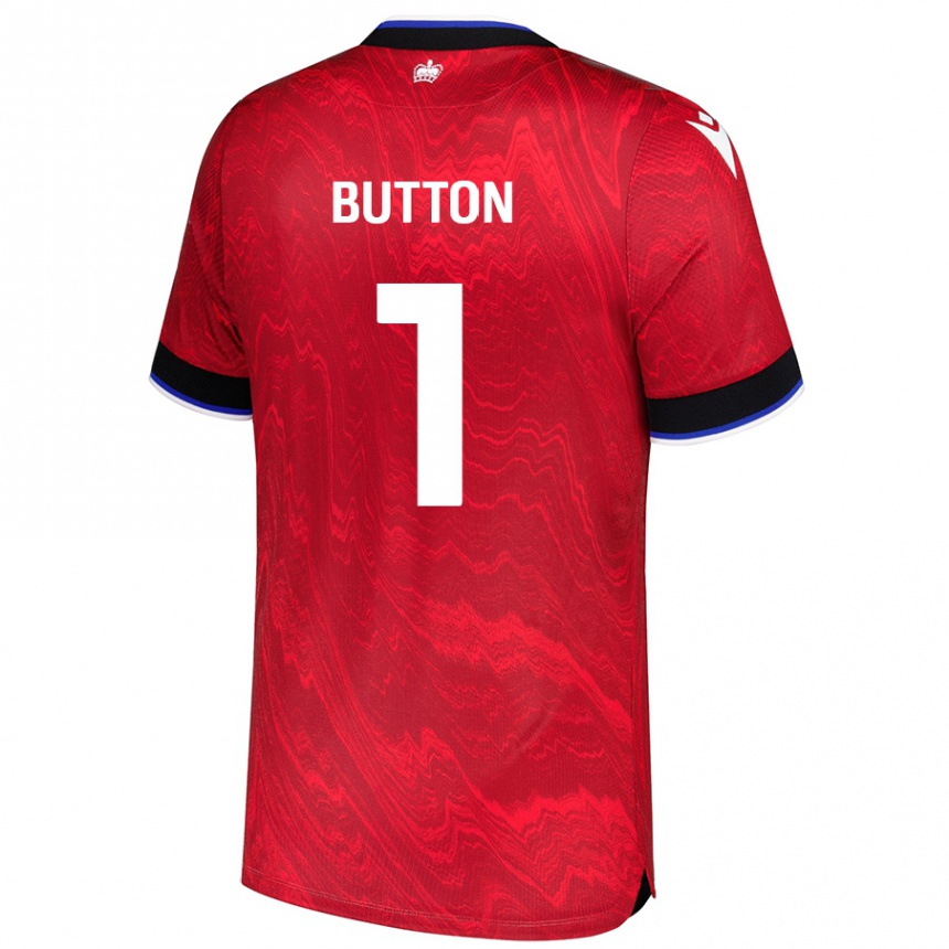 Men Football David Button #1 Red Black Away Jersey 2024/25 T-Shirt Nz