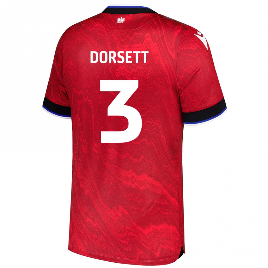 Men Football Jeriel Dorsett #3 Red Black Away Jersey 2024/25 T-Shirt Nz