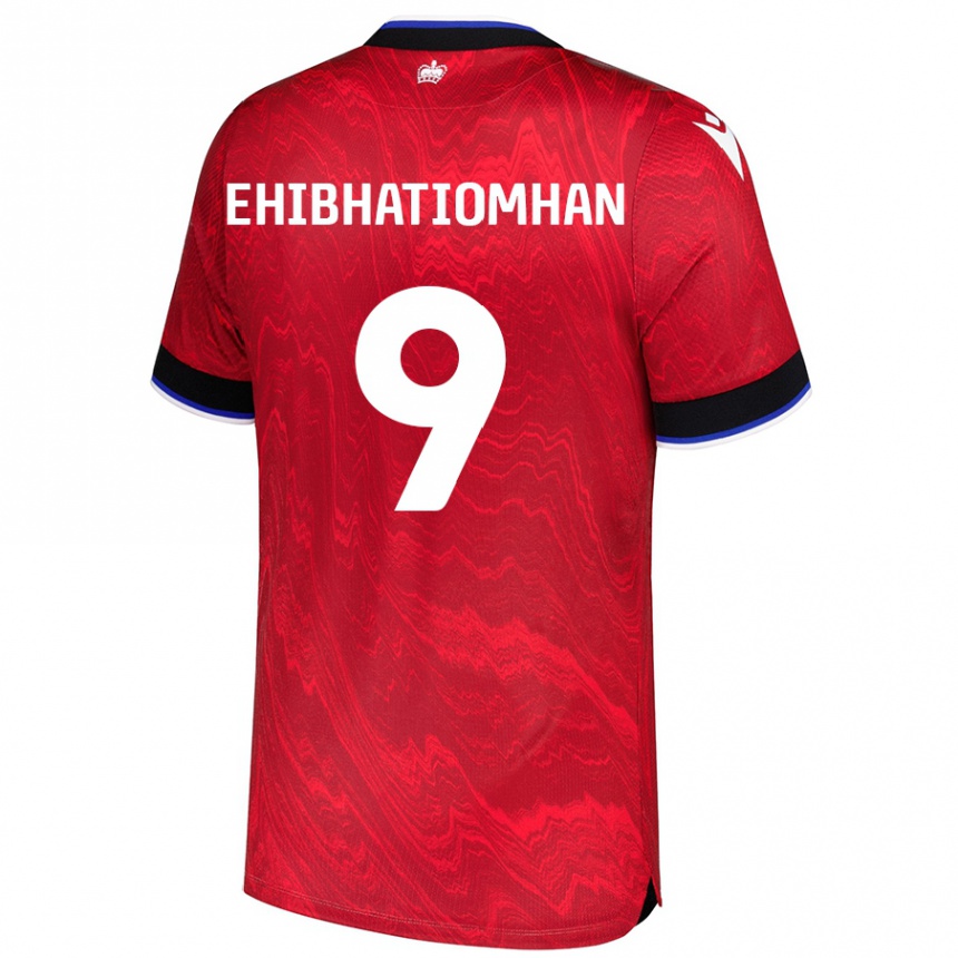 Men Football Kelvin Ehibhatiomhan #9 Red Black Away Jersey 2024/25 T-Shirt Nz