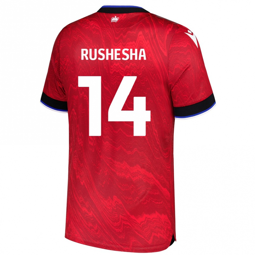 Men Football Tivonge Rushesha #14 Red Black Away Jersey 2024/25 T-Shirt Nz