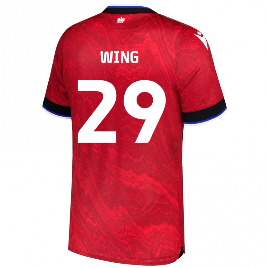 Men Football Lewis Wing #29 Red Black Away Jersey 2024/25 T-Shirt Nz