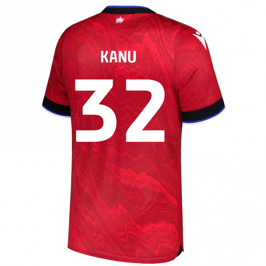 Men Football Abraham Kanu #32 Red Black Away Jersey 2024/25 T-Shirt Nz