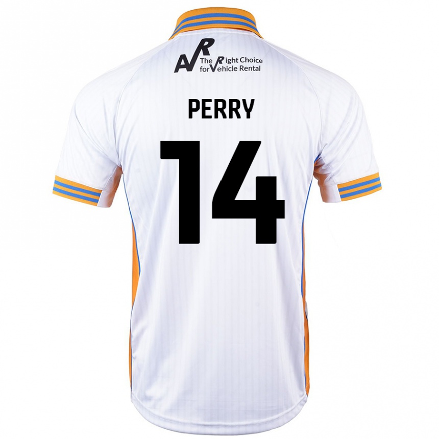 Men Football Taylor Perry #14 White Away Jersey 2024/25 T-Shirt Nz