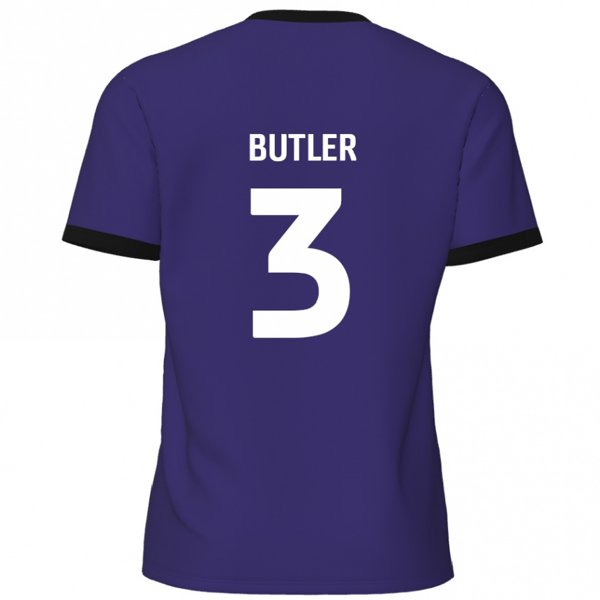 Men Football Dan Butler #3 Purple Away Jersey 2024/25 T-Shirt Nz