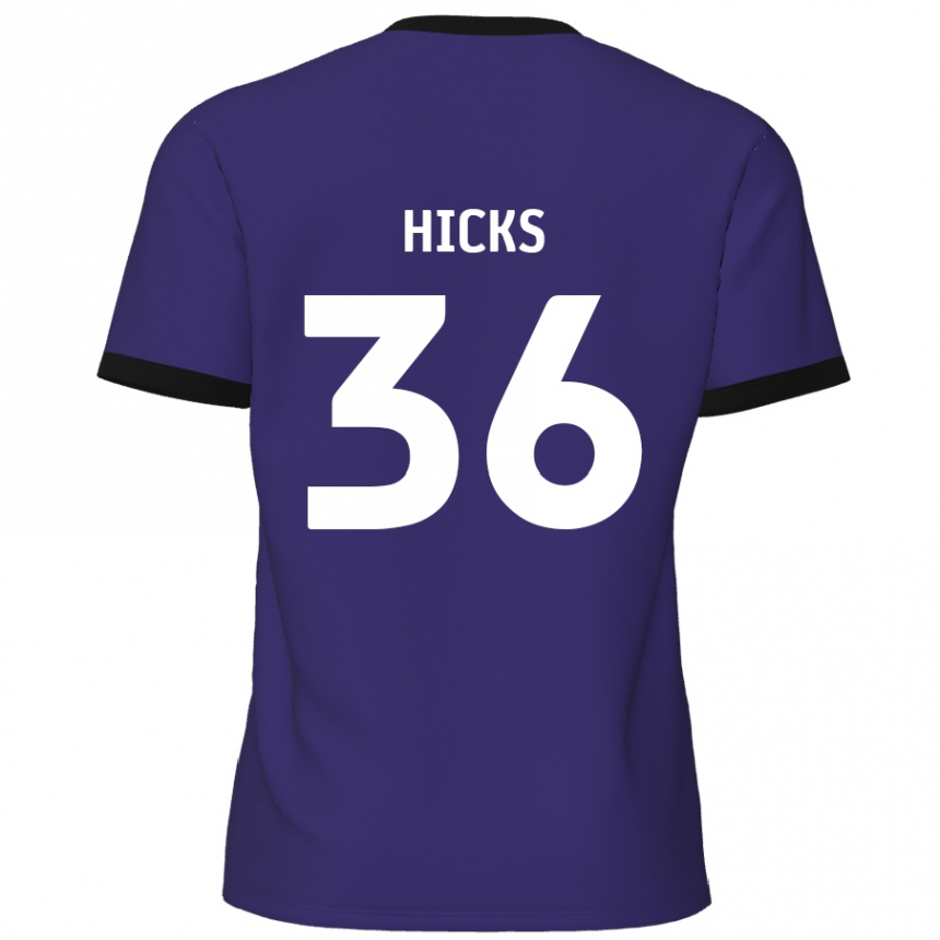 Men Football David Hicks #36 Purple Away Jersey 2024/25 T-Shirt Nz