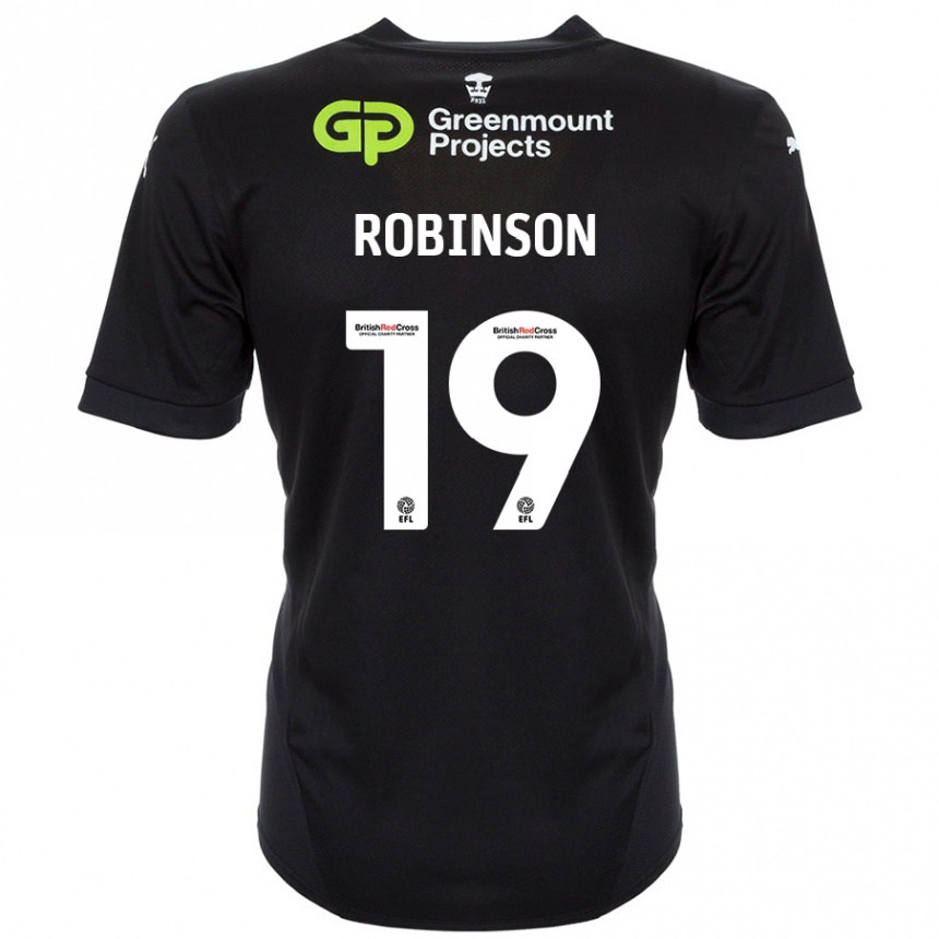 Men Football Luke Robinson #19 Black Away Jersey 2024/25 T-Shirt Nz