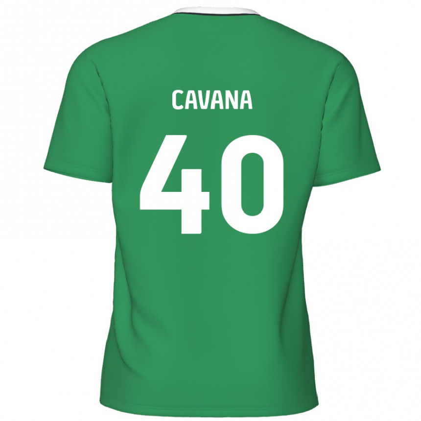 Men Football Max Cavana #40 Green White Stripes Away Jersey 2024/25 T-Shirt Nz