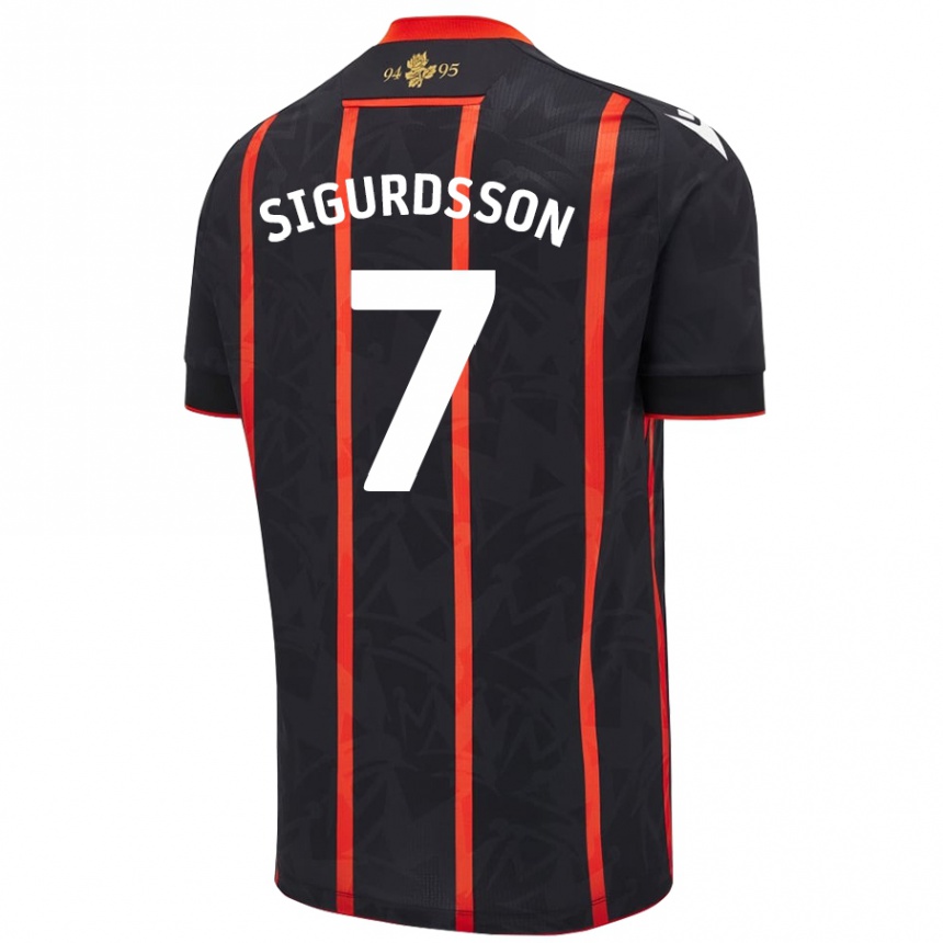 Men Football Arnór Sigurdsson #7 Black Red Away Jersey 2024/25 T-Shirt Nz