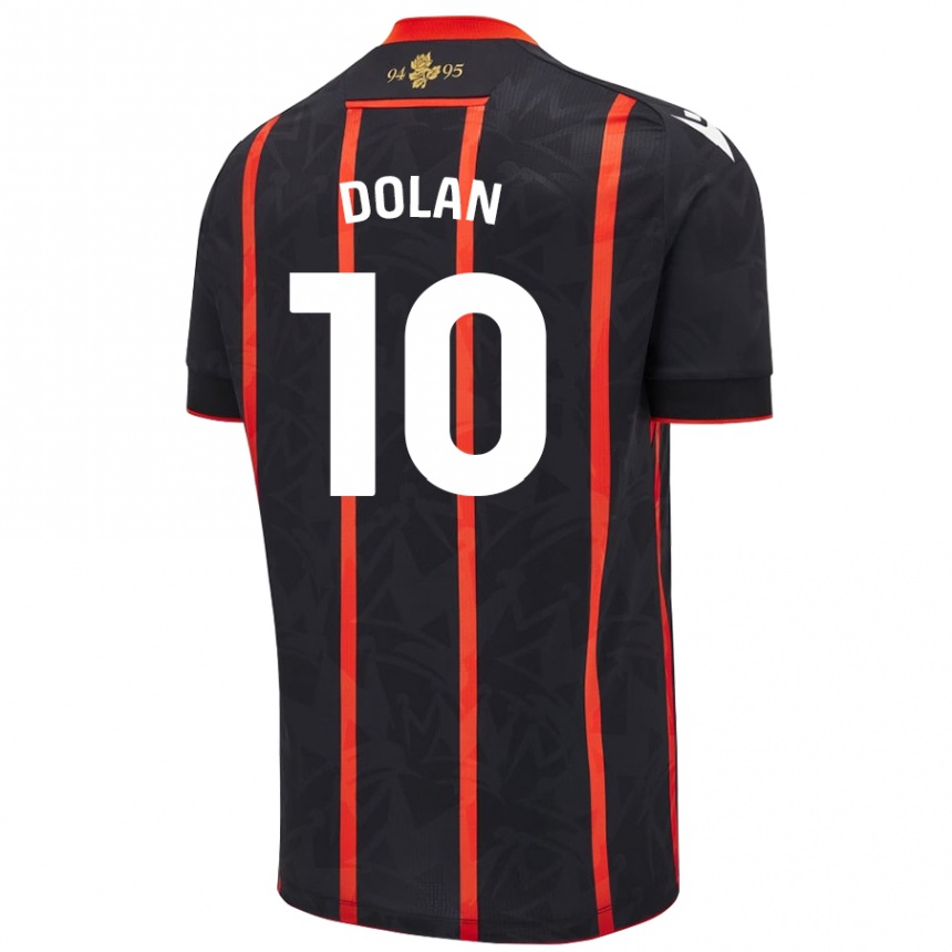 Men Football Tyrhys Dolan #10 Black Red Away Jersey 2024/25 T-Shirt Nz