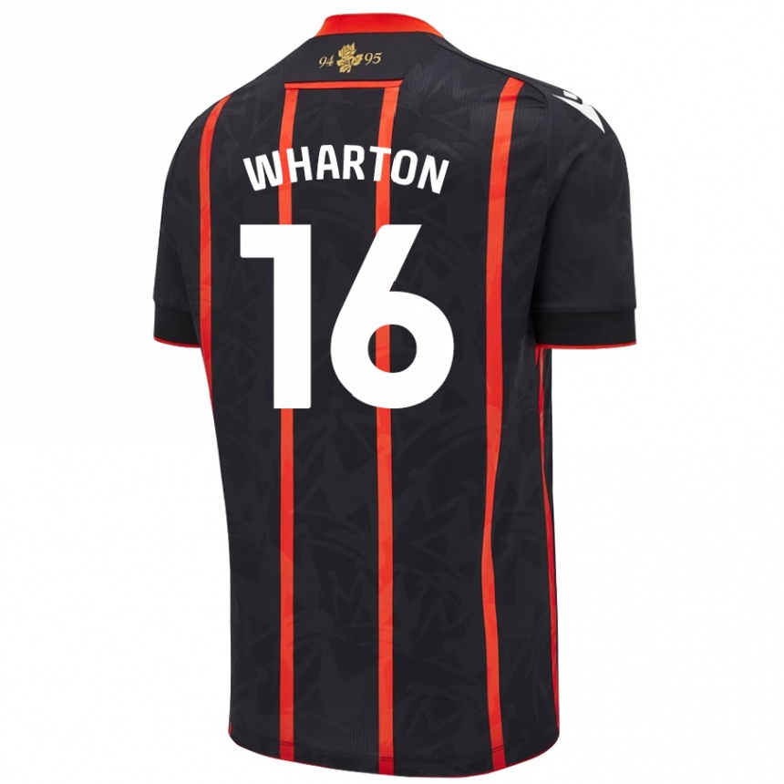 Men Football Scott Wharton #16 Black Red Away Jersey 2024/25 T-Shirt Nz