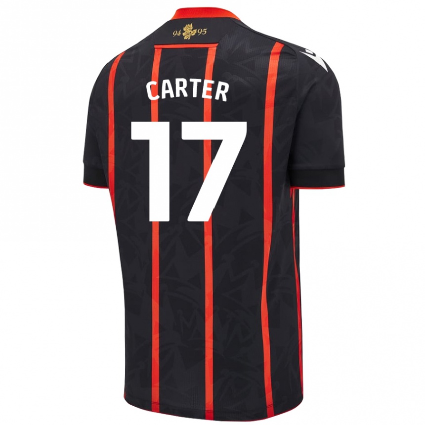 Men Football Hayden Carter #17 Black Red Away Jersey 2024/25 T-Shirt Nz