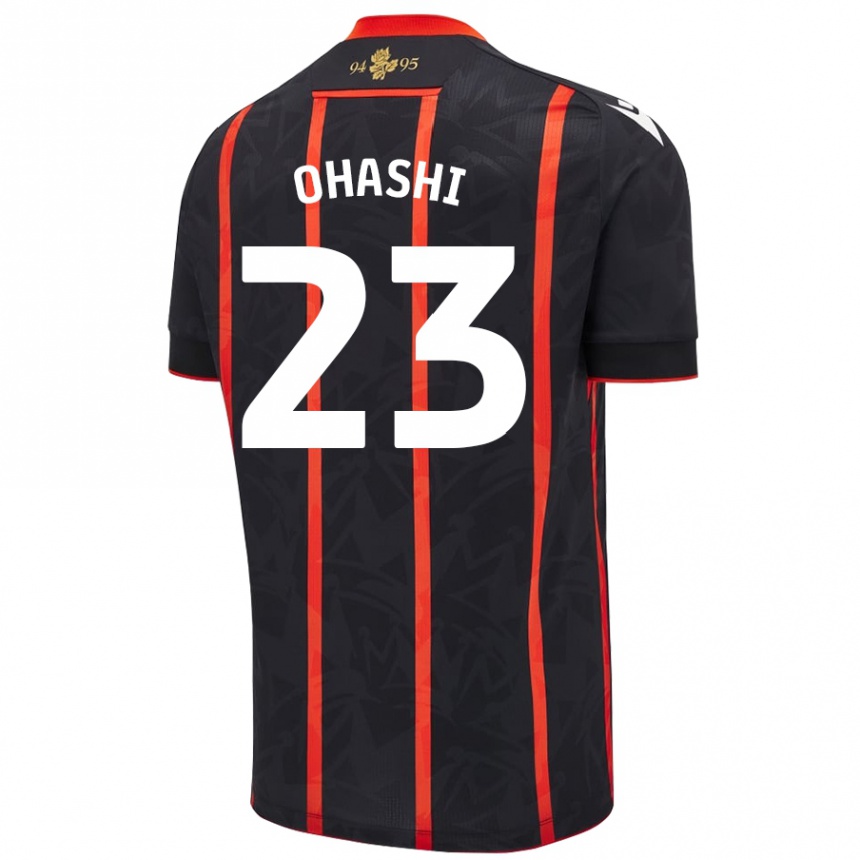 Men Football Yuki Ohashi #23 Black Red Away Jersey 2024/25 T-Shirt Nz