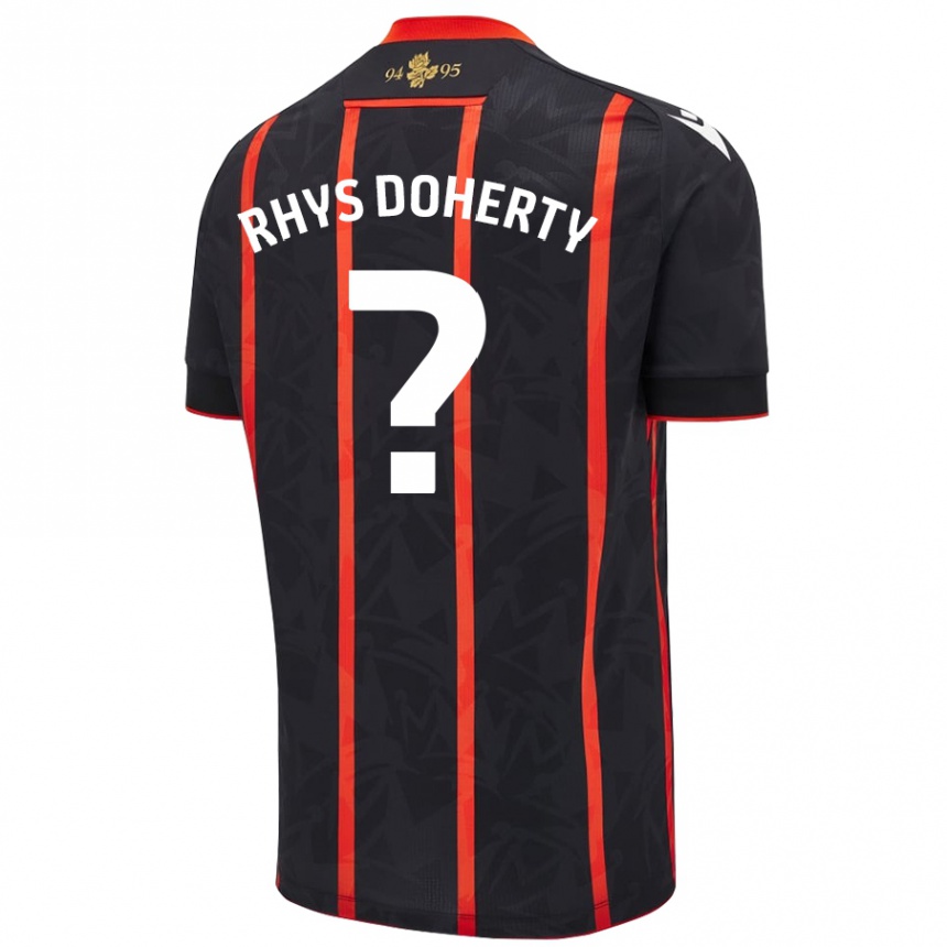 Men Football Rhys Doherty #0 Black Red Away Jersey 2024/25 T-Shirt Nz