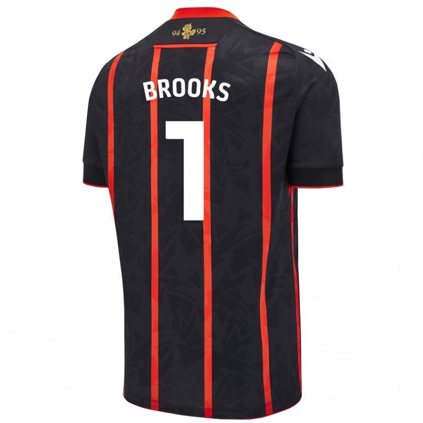 Men Football Alexandra Brooks #1 Black Red Away Jersey 2024/25 T-Shirt Nz