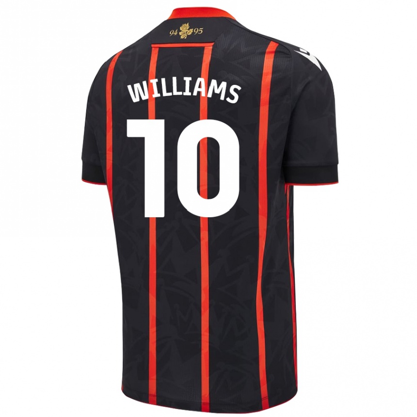 Men Football Chloe Williams #10 Black Red Away Jersey 2024/25 T-Shirt Nz