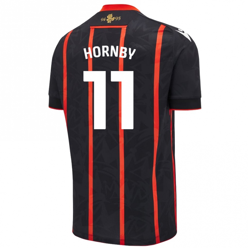 Men Football Megan Hornby #11 Black Red Away Jersey 2024/25 T-Shirt Nz