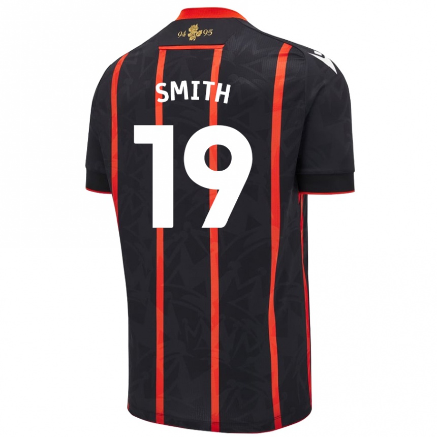 Men Football Evie Smith #19 Black Red Away Jersey 2024/25 T-Shirt Nz