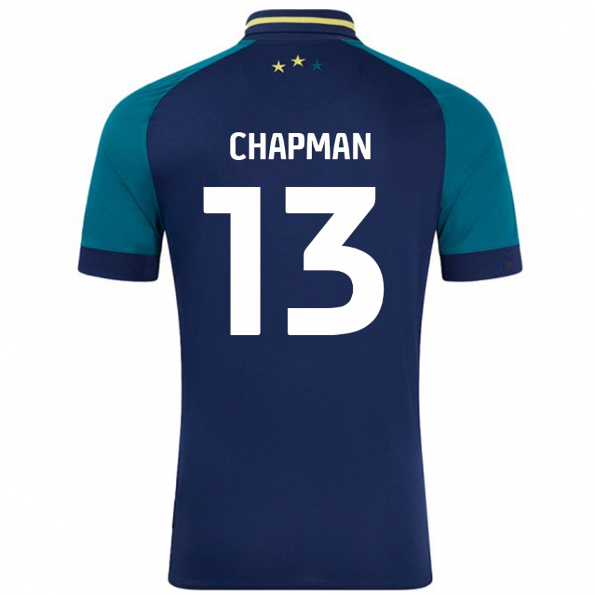 Men Football Jacob Chapman #13 Navy Dark Green Away Jersey 2024/25 T-Shirt Nz