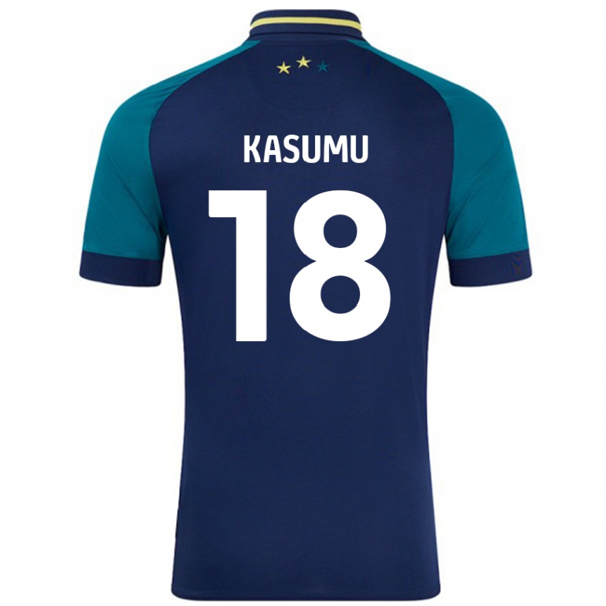 Men Football David Kasumu #18 Navy Dark Green Away Jersey 2024/25 T-Shirt Nz