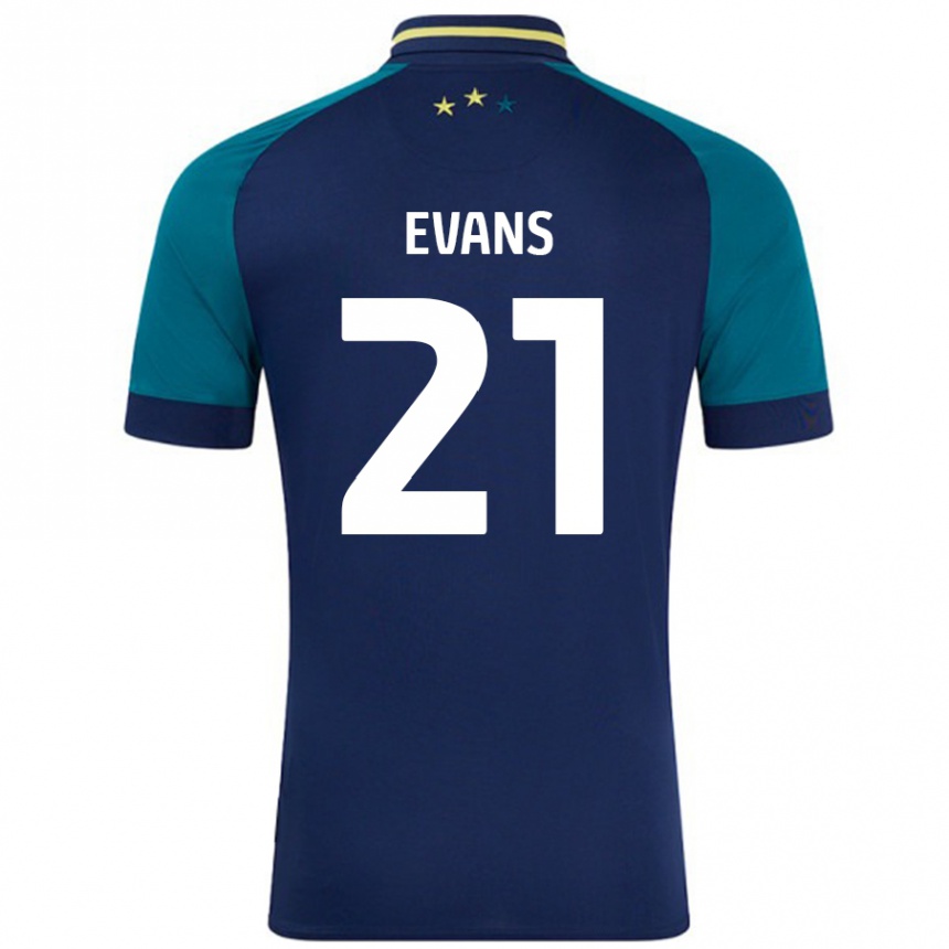 Men Football Antony Evans #21 Navy Dark Green Away Jersey 2024/25 T-Shirt Nz