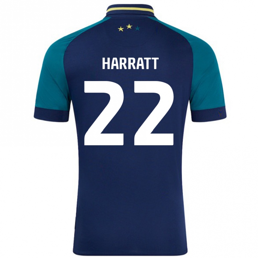 Men Football Kian Harratt #22 Navy Dark Green Away Jersey 2024/25 T-Shirt Nz