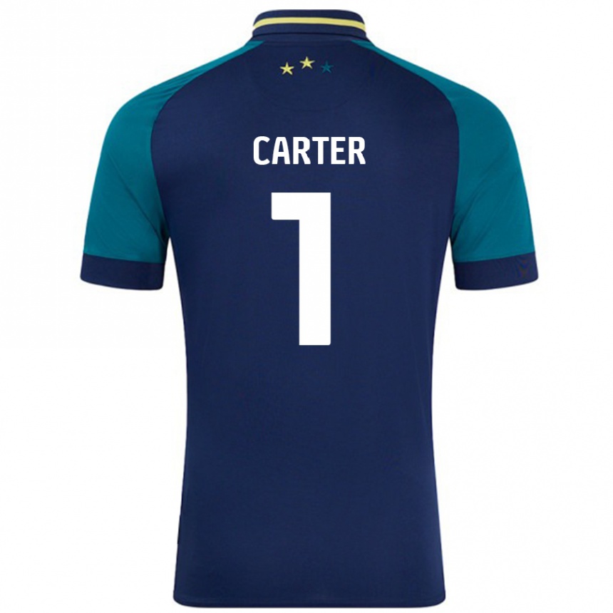 Men Football Laura Carter #1 Navy Dark Green Away Jersey 2024/25 T-Shirt Nz