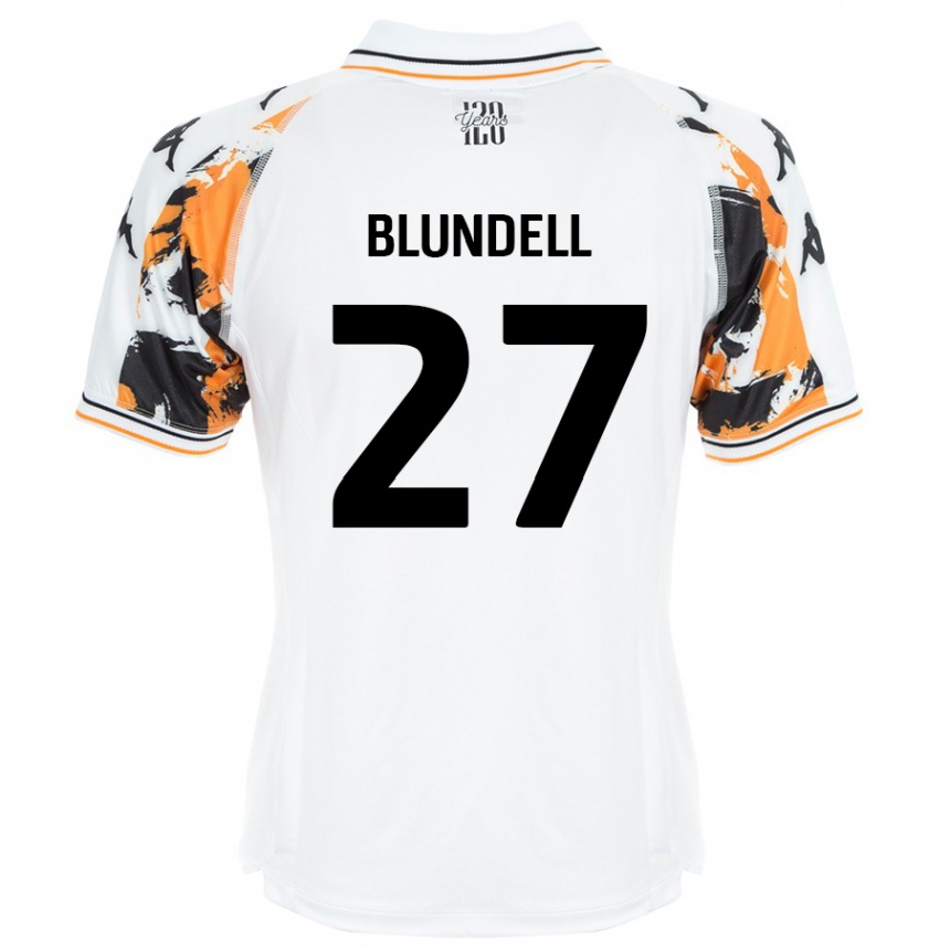 Men Football Maddie Blundell #27 White Away Jersey 2024/25 T-Shirt Nz