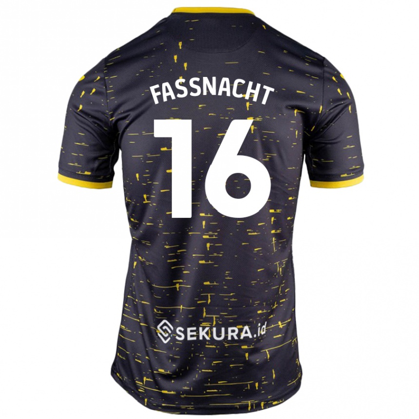 Men Football Christian Fassnacht #16 Black Yellow Away Jersey 2024/25 T-Shirt Nz