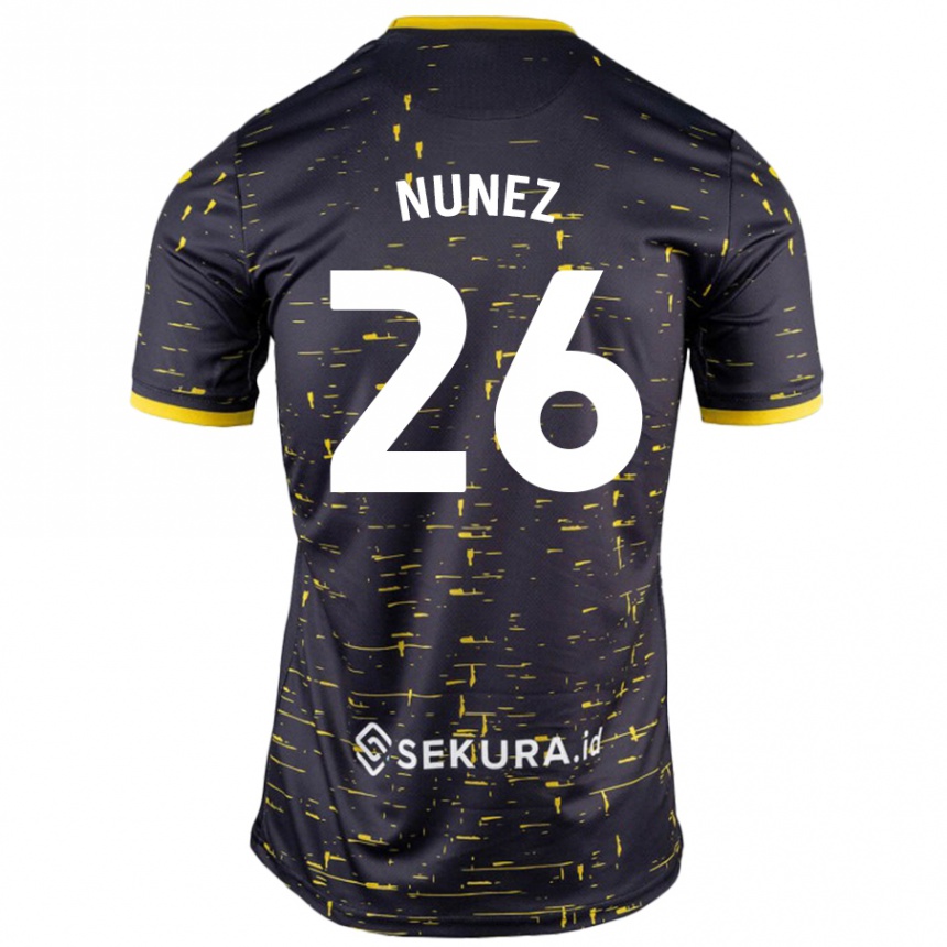 Men Football Marcelino Núñez #26 Black Yellow Away Jersey 2024/25 T-Shirt Nz