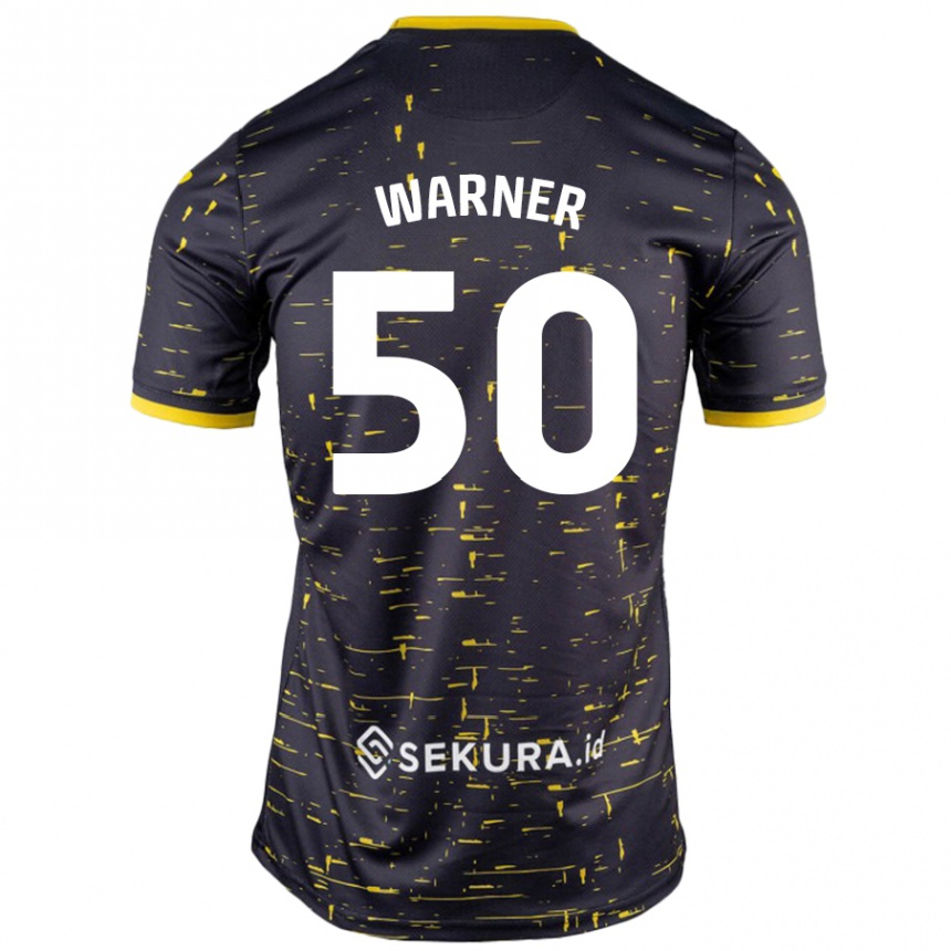 Men Football Jaden Warner #50 Black Yellow Away Jersey 2024/25 T-Shirt Nz