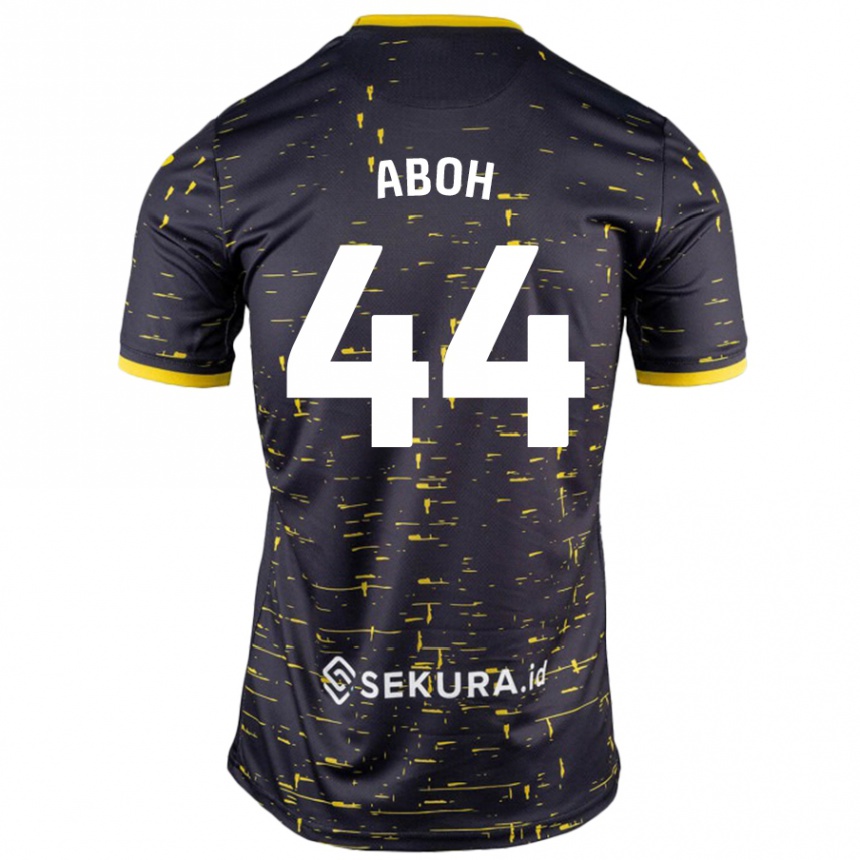 Men Football Ken Aboh #44 Black Yellow Away Jersey 2024/25 T-Shirt Nz