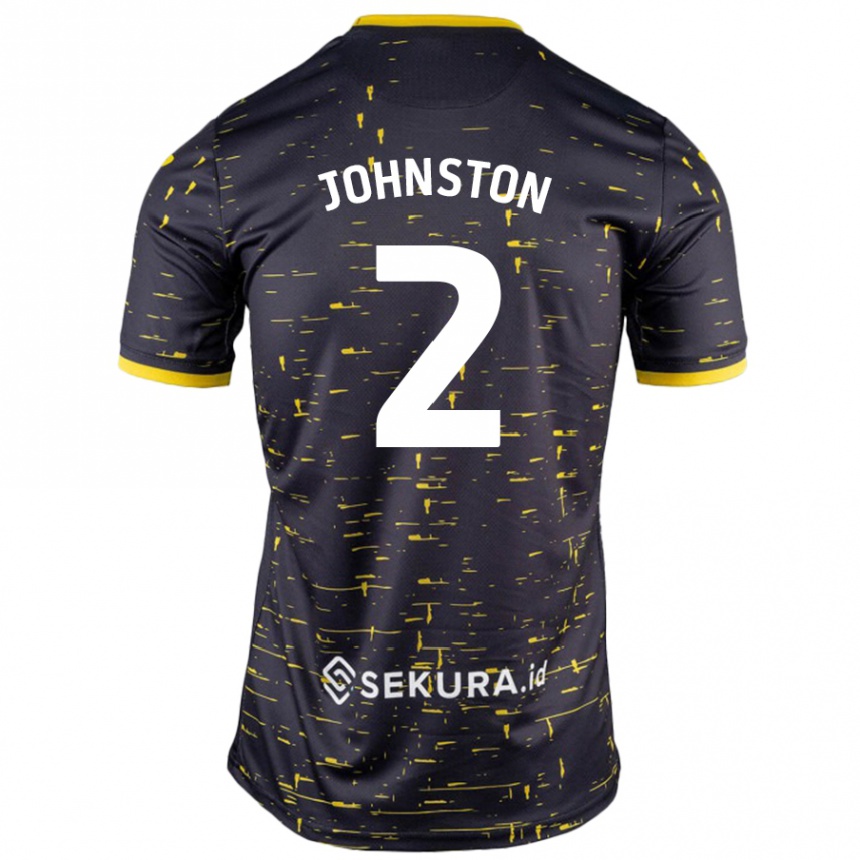 Men Football Chardonnay Johnston #2 Black Yellow Away Jersey 2024/25 T-Shirt Nz