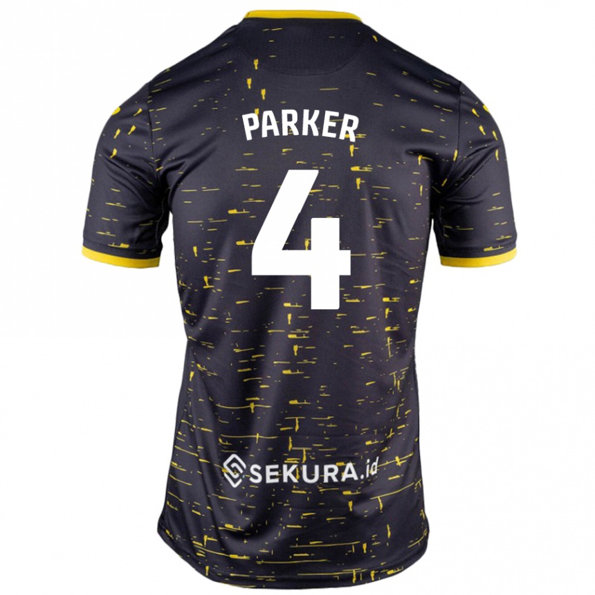 Men Football Alice Parker #4 Black Yellow Away Jersey 2024/25 T-Shirt Nz