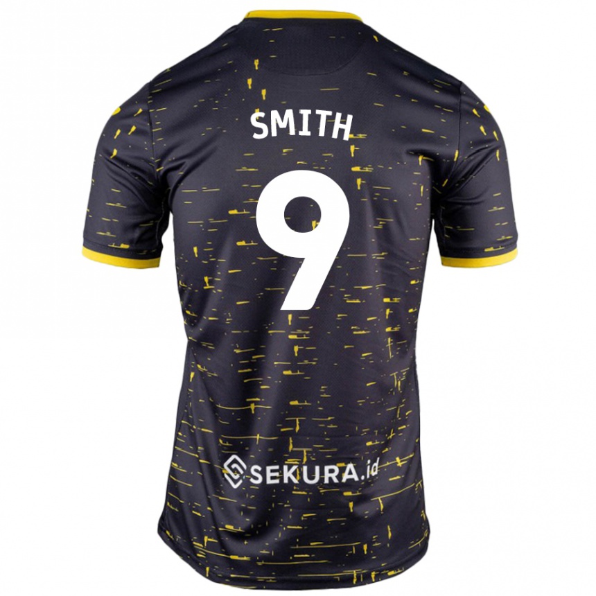 Men Football Ellie Smith #9 Black Yellow Away Jersey 2024/25 T-Shirt Nz