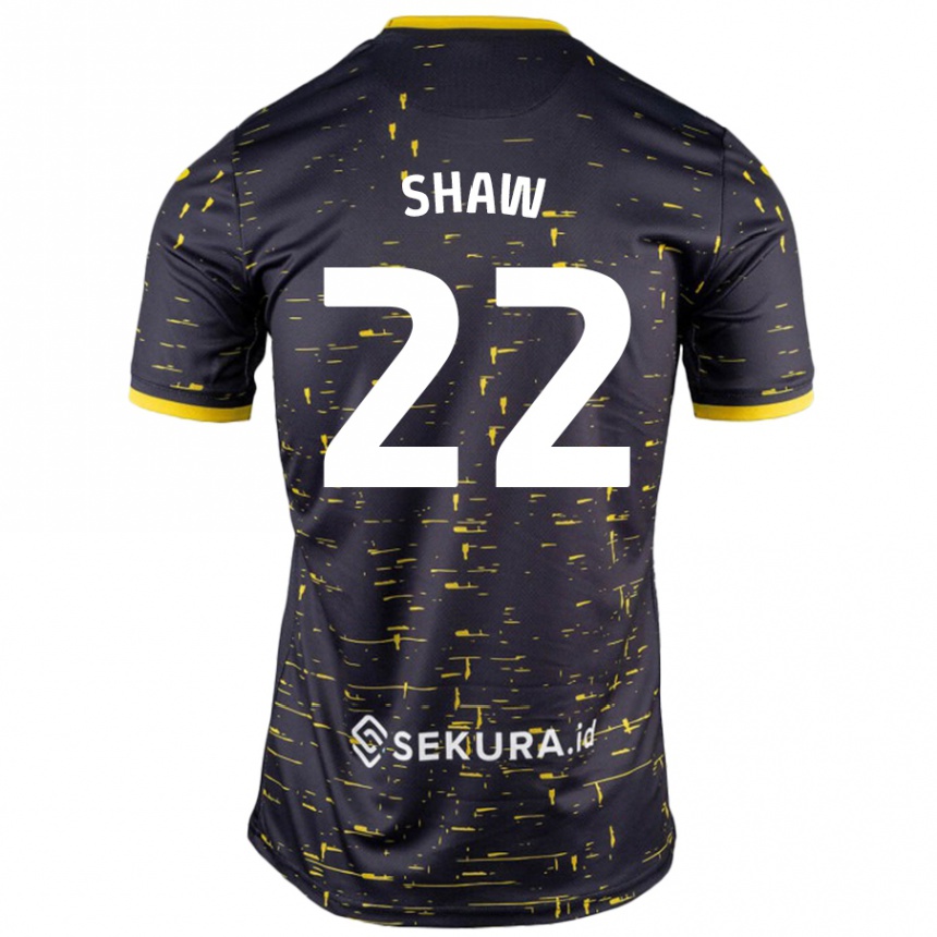 Men Football Shannon Shaw #22 Black Yellow Away Jersey 2024/25 T-Shirt Nz